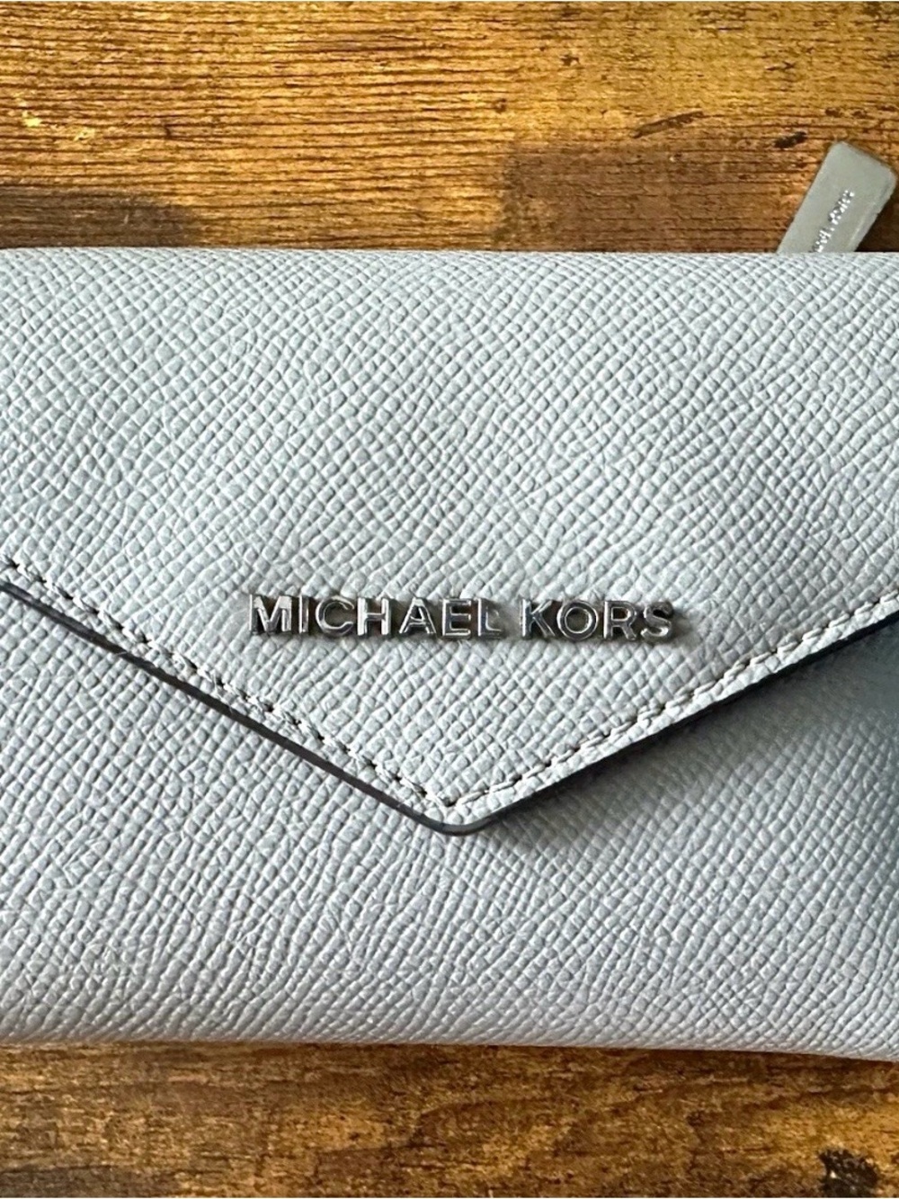 Michael Kors Light Gray Saffiano Envelope Wallet